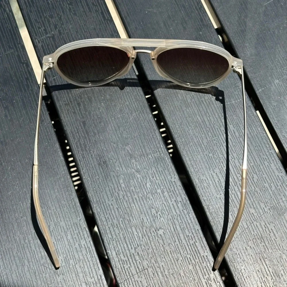 Sojos SJ2067 Aviator Sunglasses Matte Beige Gold Frame Brown Gradient Lens UV400